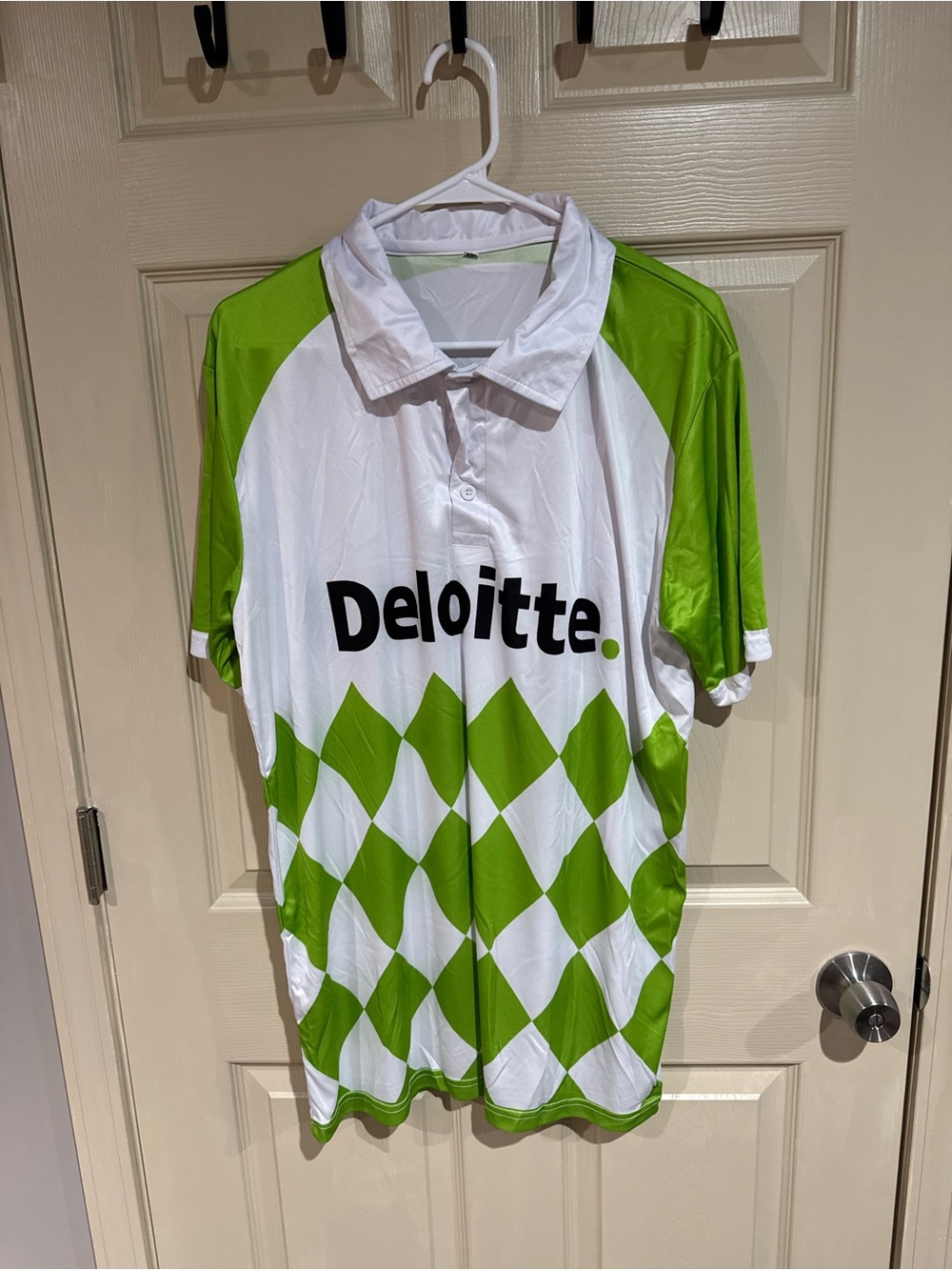 Men's Green & White Deloitte Argyle Polo Shirt